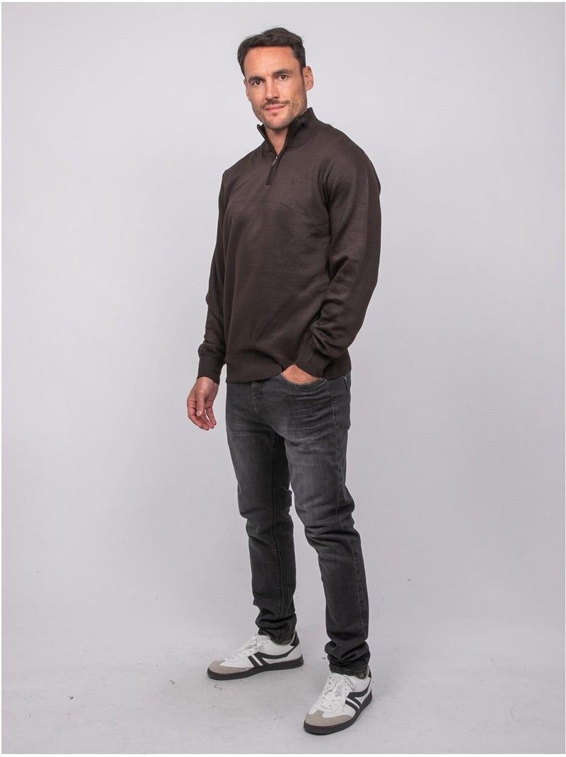 Jersey con cuello alto y cremallera larko Marrón - Kiabi