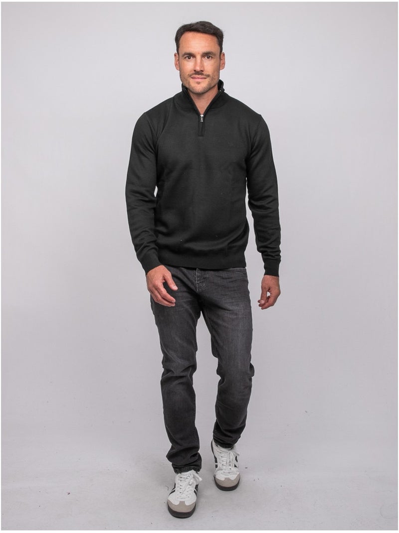 Jersey con cuello alto y cremallera larko Negro - Kiabi