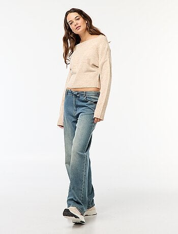 Jersey de punto con cuello bardot