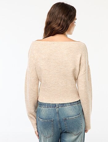 Jersey de punto con cuello bardot