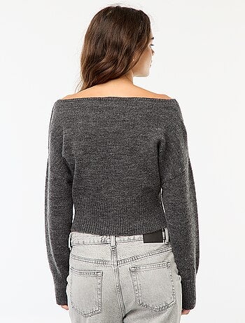 Jersey de punto con cuello bardot