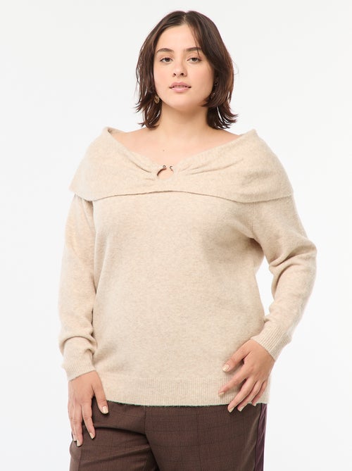Jersey con cuello bardot y detalle en el pecho - Kiabi