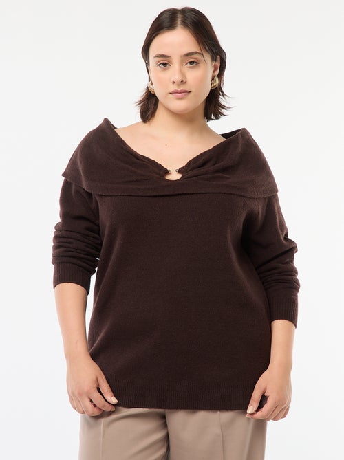 Jersey con cuello bardot y detalle en el pecho - Kiabi