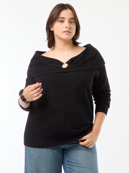 Jersey con cuello bardot y detalle en el pecho - Kiabi