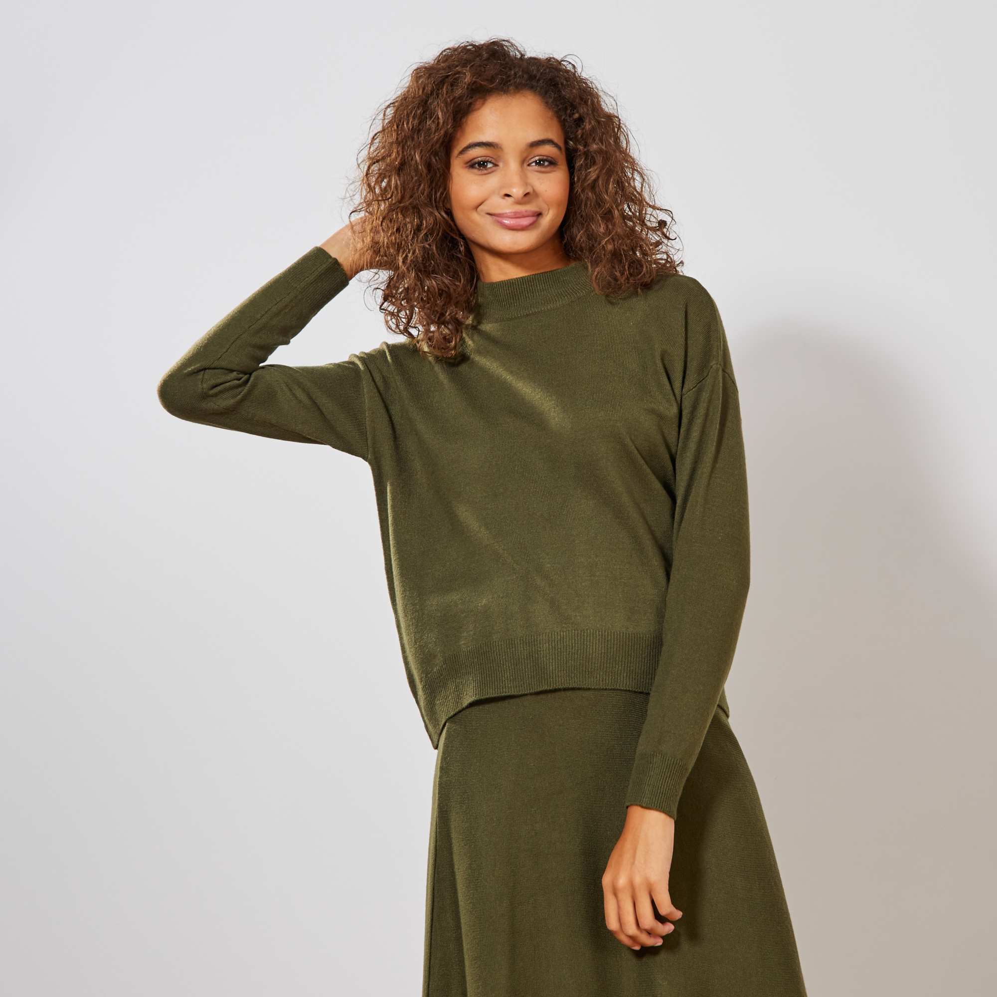 Jersey con cuello chimenea Mujer talla 34 a 48 - KAKI - Kiabi - 15,00€