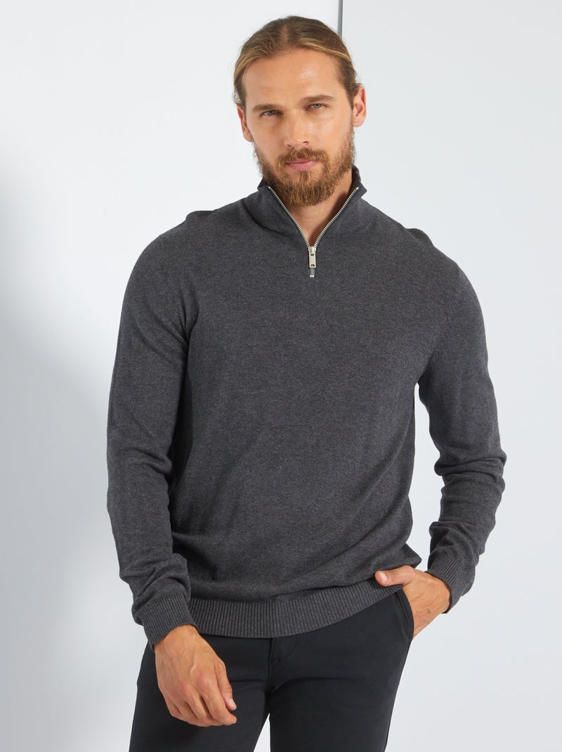 Jersey con cuello chimenea 'Produkt' GRIS - Kiabi