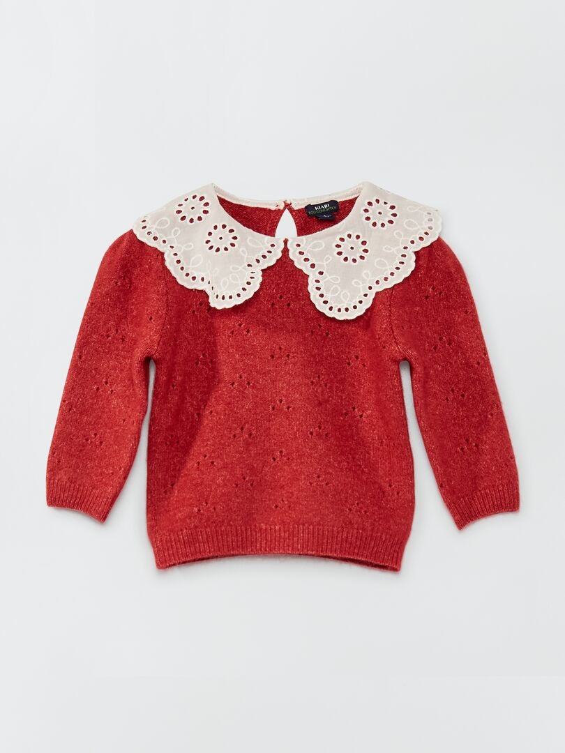 Jersey con cuello con bordado inglés ROJO Kiabi 14.00€