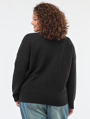 Jersey con cuello cruzado y strass de fantasía