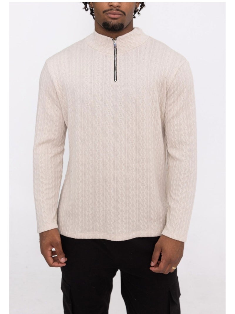 Jersey con cuello de embudo Kebello Beige - Kiabi
