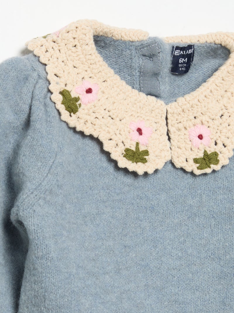 Jersey con cuello de fantasía Azul - Kiabi