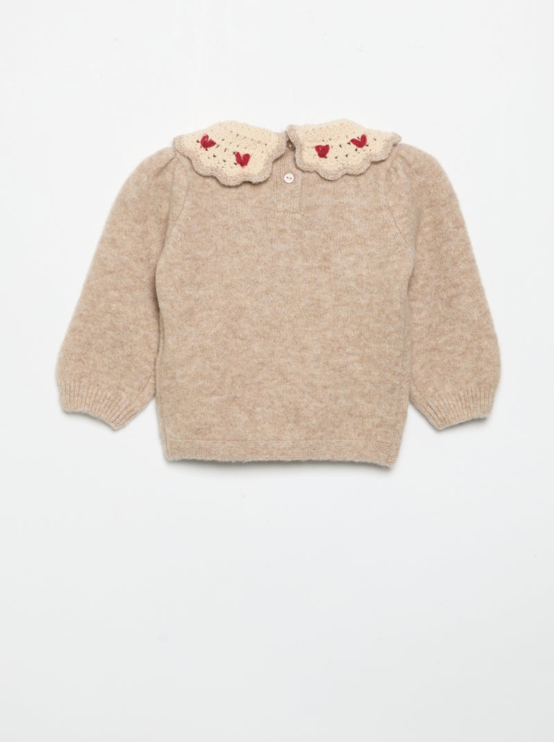 Jersey con cuello de fantasía Beige - Kiabi