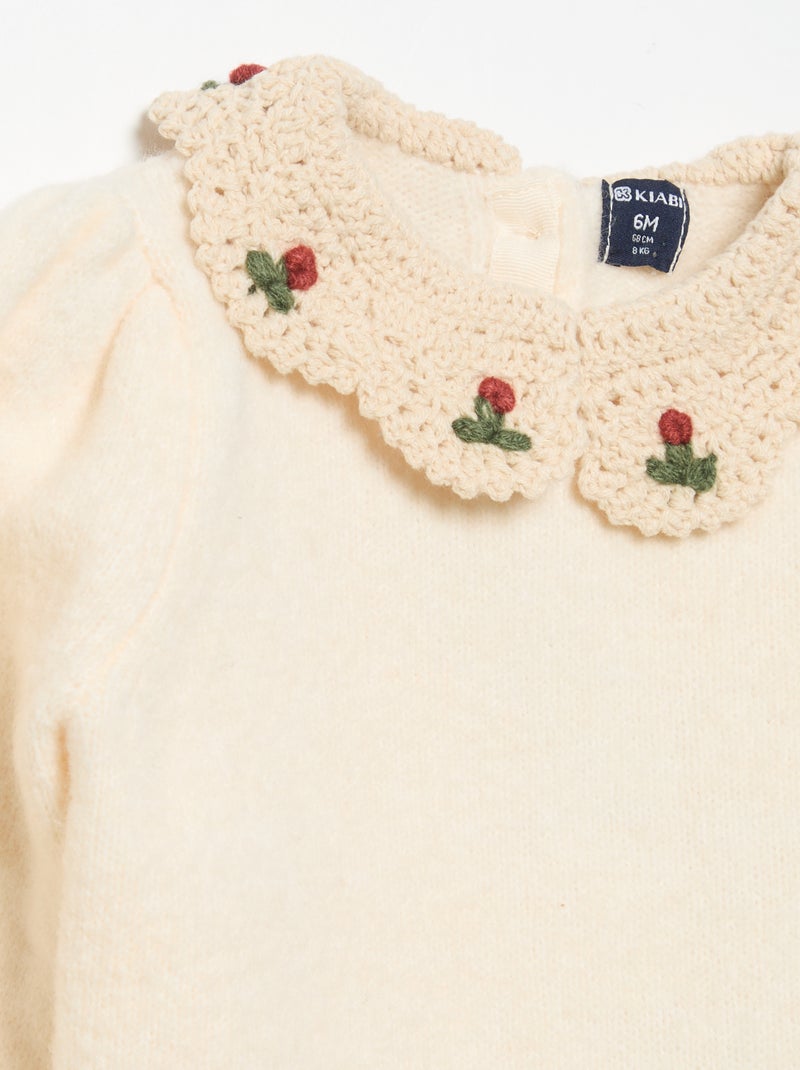 Jersey con cuello de fantasía Blanco - Kiabi