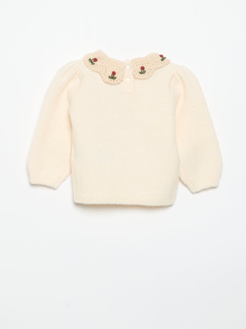 Jersey con cuello de fantasía Blanco - Kiabi