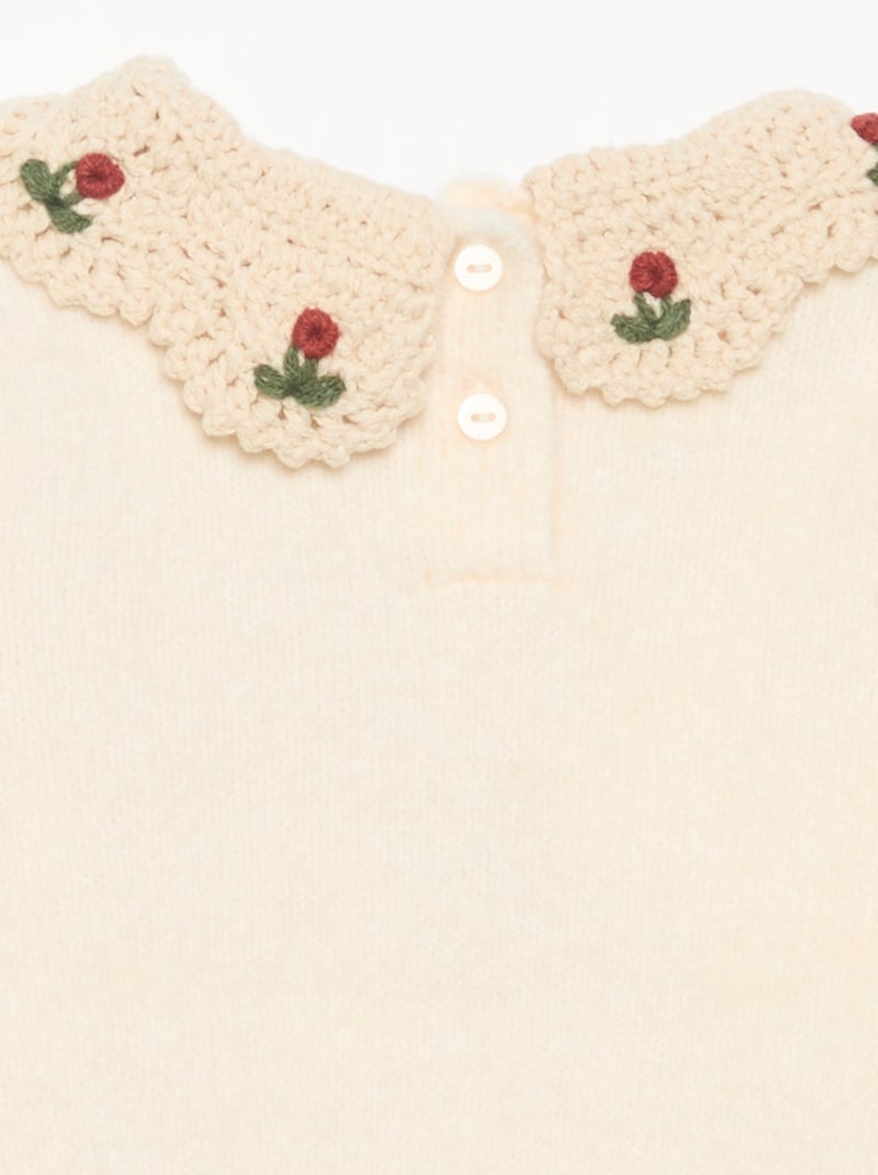 Jersey con cuello de fantasía Blanco - Kiabi