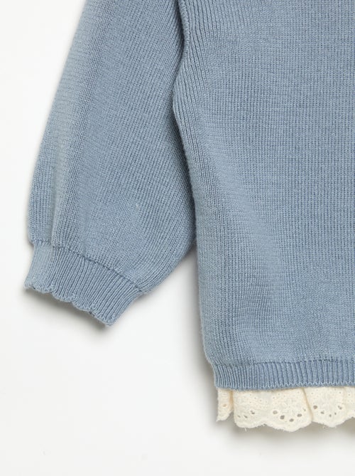 Jersey con cuello de fantasía y bordado inglés - Kiabi