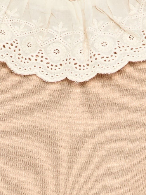 Jersey con cuello de fantasía y bordado inglés - Kiabi