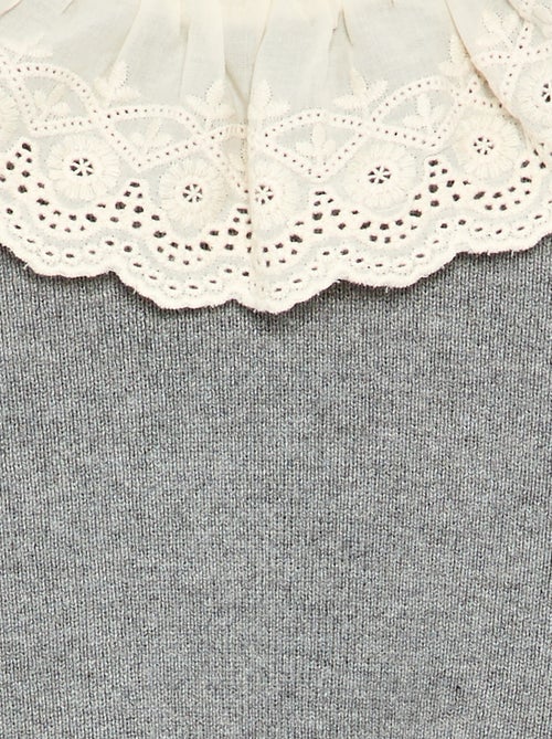 Jersey con cuello de fantasía y bordado inglés - Kiabi