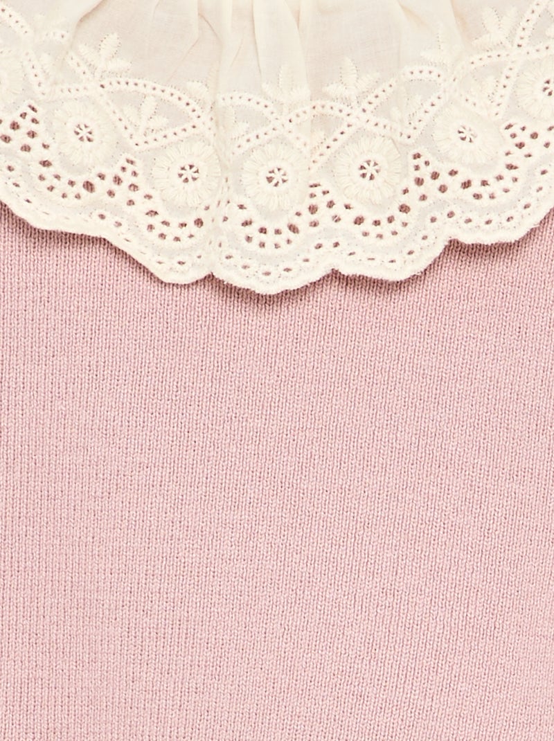 Jersey con cuello de fantasía y bordado inglés Purpura - Kiabi