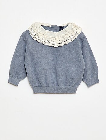 Jersey con cuello de gasa de algodón