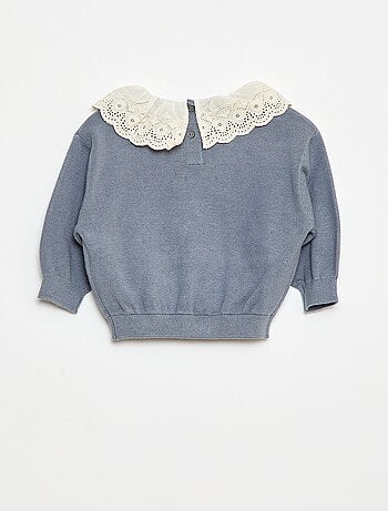 Jersey con cuello de gasa de algodón