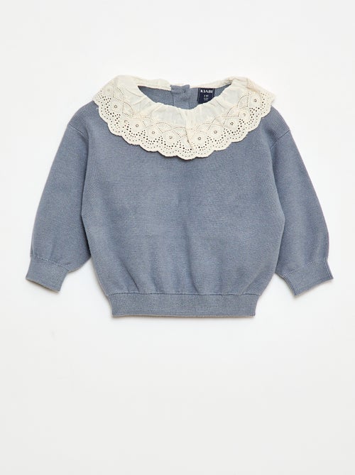 Jersey con cuello de gasa de algodón - Kiabi
