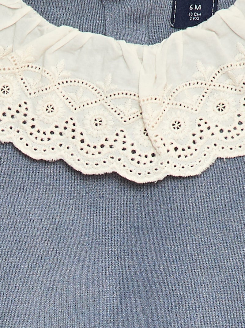 Jersey con cuello de gasa de algodón Azul - Kiabi