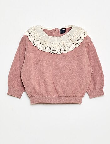 Jersey con cuello de gasa de algodón