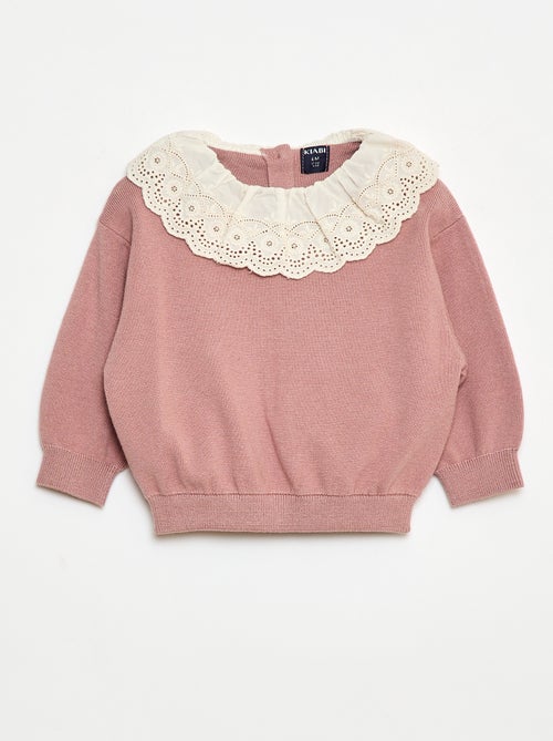 Jersey con cuello de gasa de algodón - Kiabi
