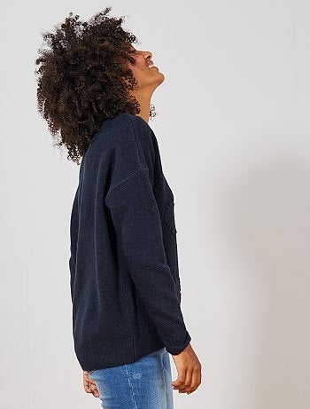 Jersey con cuello de pico de punto bobo y fantasía - Kiabi