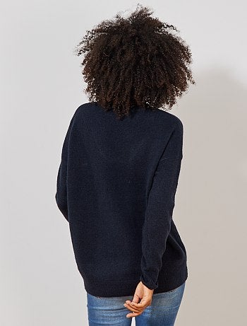 Jersey con cuello de pico de punto bobo y fantasía - Kiabi