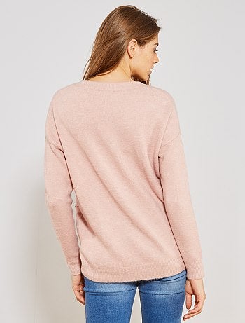 Jersey con cuello de pico de punto bobo y fantasía - Kiabi