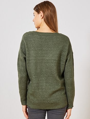 Jersey con cuello de pico de punto bobo y fantasía - Kiabi