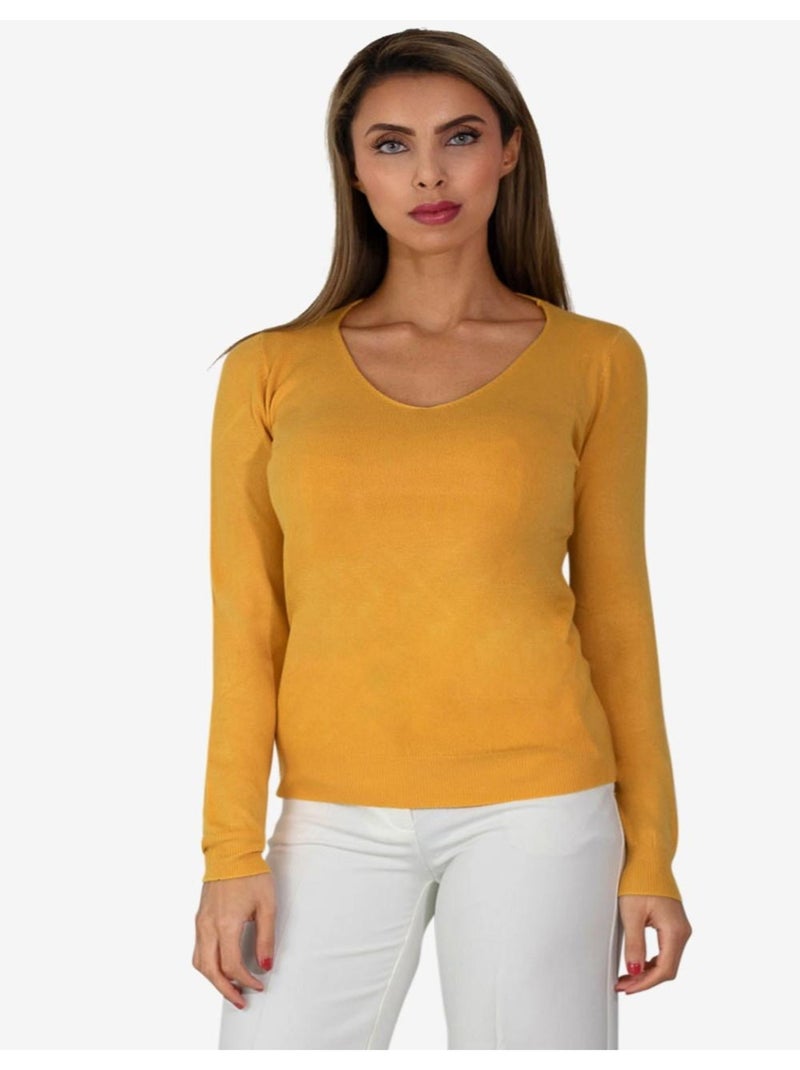 Jersey con cuello de pico Kebello Amarillo - Kiabi