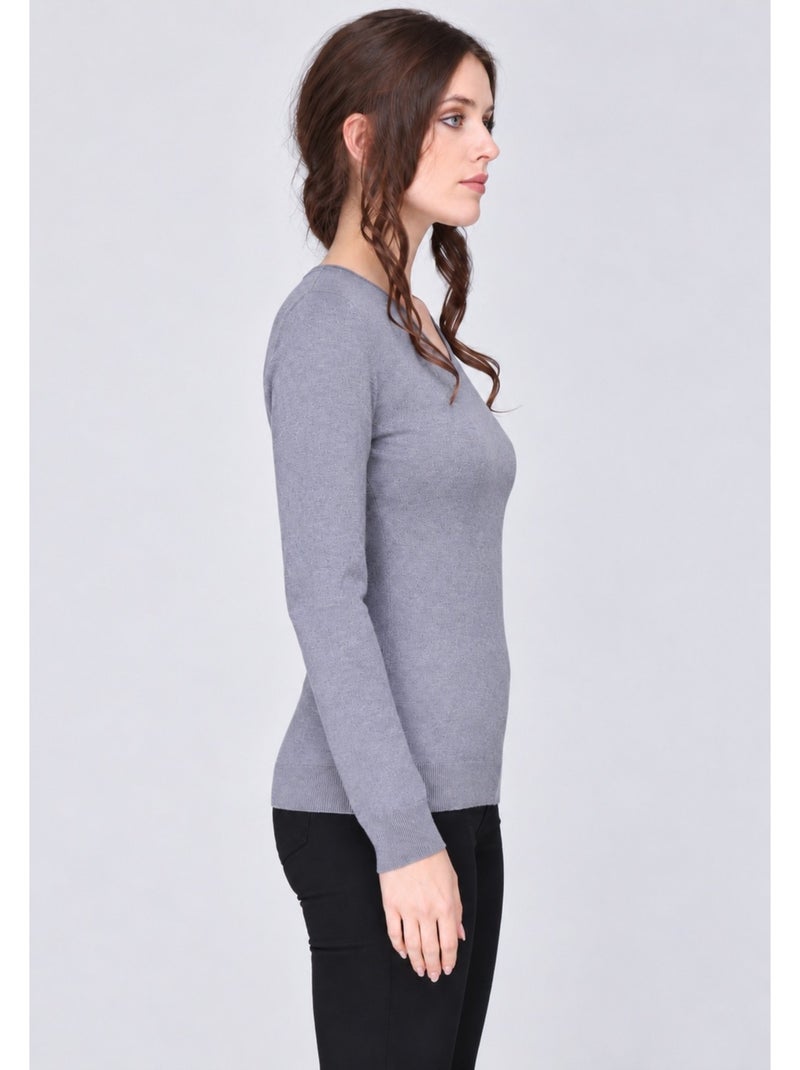 Jersey con cuello de pico kebello Gris - Kiabi