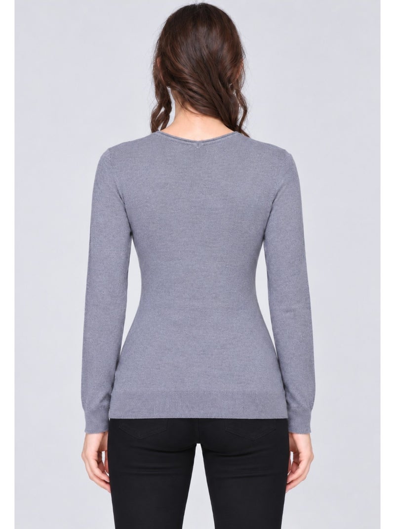 Jersey con cuello de pico kebello Gris - Kiabi