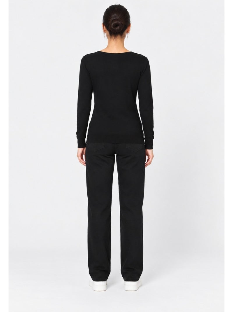 Jersey con cuello de pico kebello Negro Negro - Kiabi