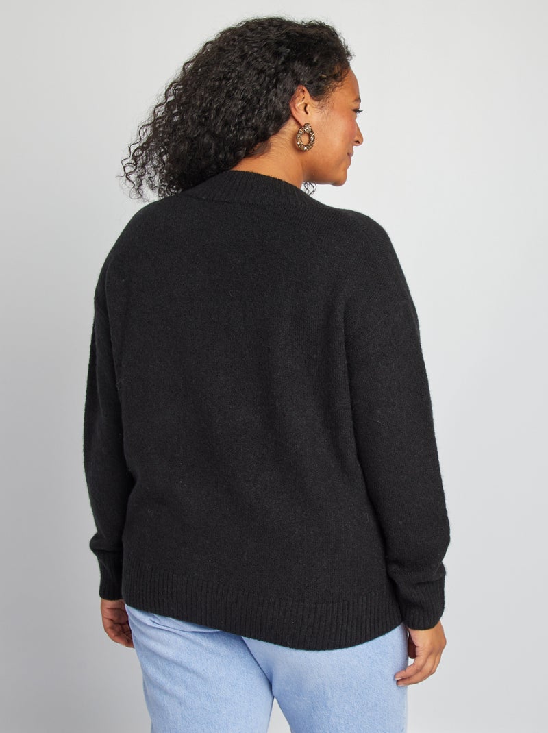 Jersey con cuello de pico negro - Kiabi