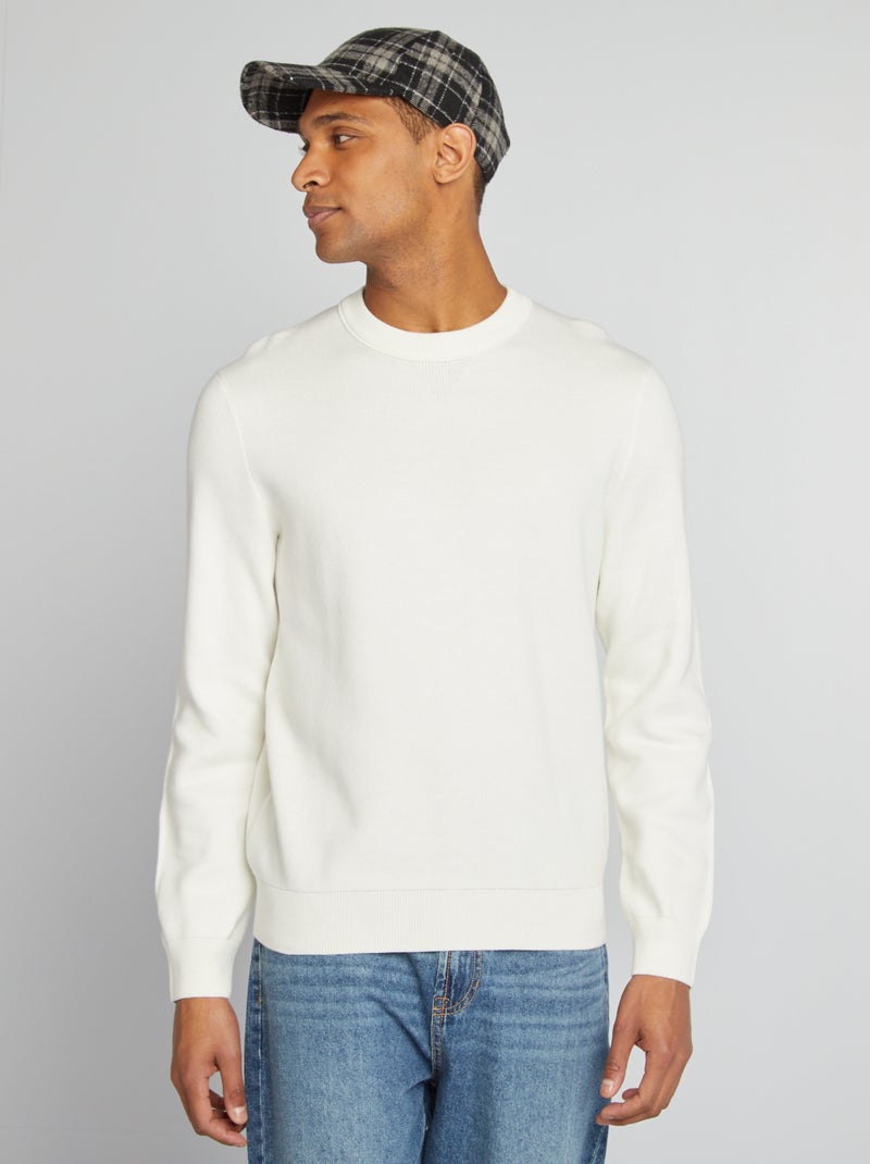 Jersey con cuello de punto fino BLANCO - Kiabi