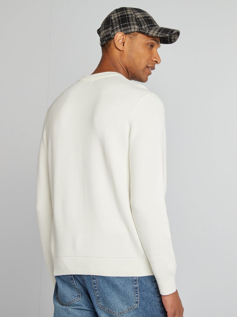 Jersey con cuello de punto fino BLANCO - Kiabi