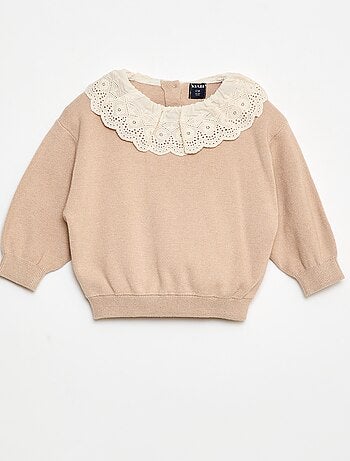 Jersey con cuello de gasa de algodón