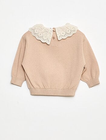 Jersey con cuello de gasa de algodón