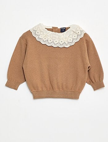Jersey con cuello de gasa de algodón