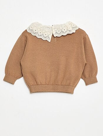 Jersey con cuello de gasa de algodón