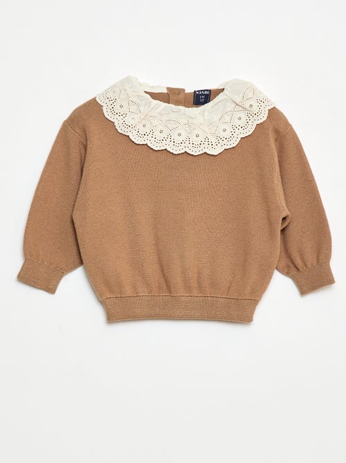 Jersey con cuello de voile de algodón - Kiabi