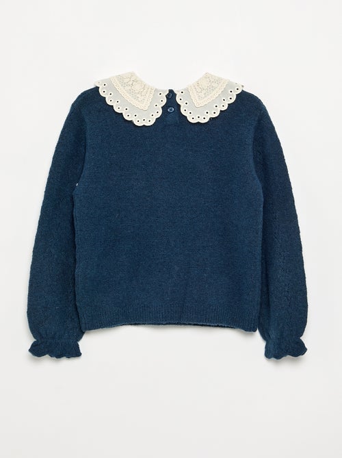 Jersey con cuello grande bordado de fantasía - Kiabi Jersey con cuello grande bordado de fantasía - Kiabi