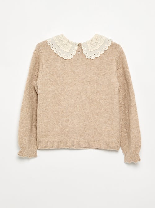 Jersey con cuello grande bordado de fantasía - Kiabi Jersey con cuello grande bordado de fantasía - Kiabi