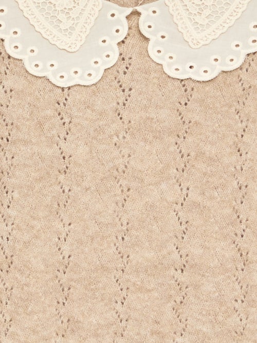 Jersey con cuello grande bordado de fantasía - Kiabi Jersey con cuello grande bordado de fantasía - Kiabi