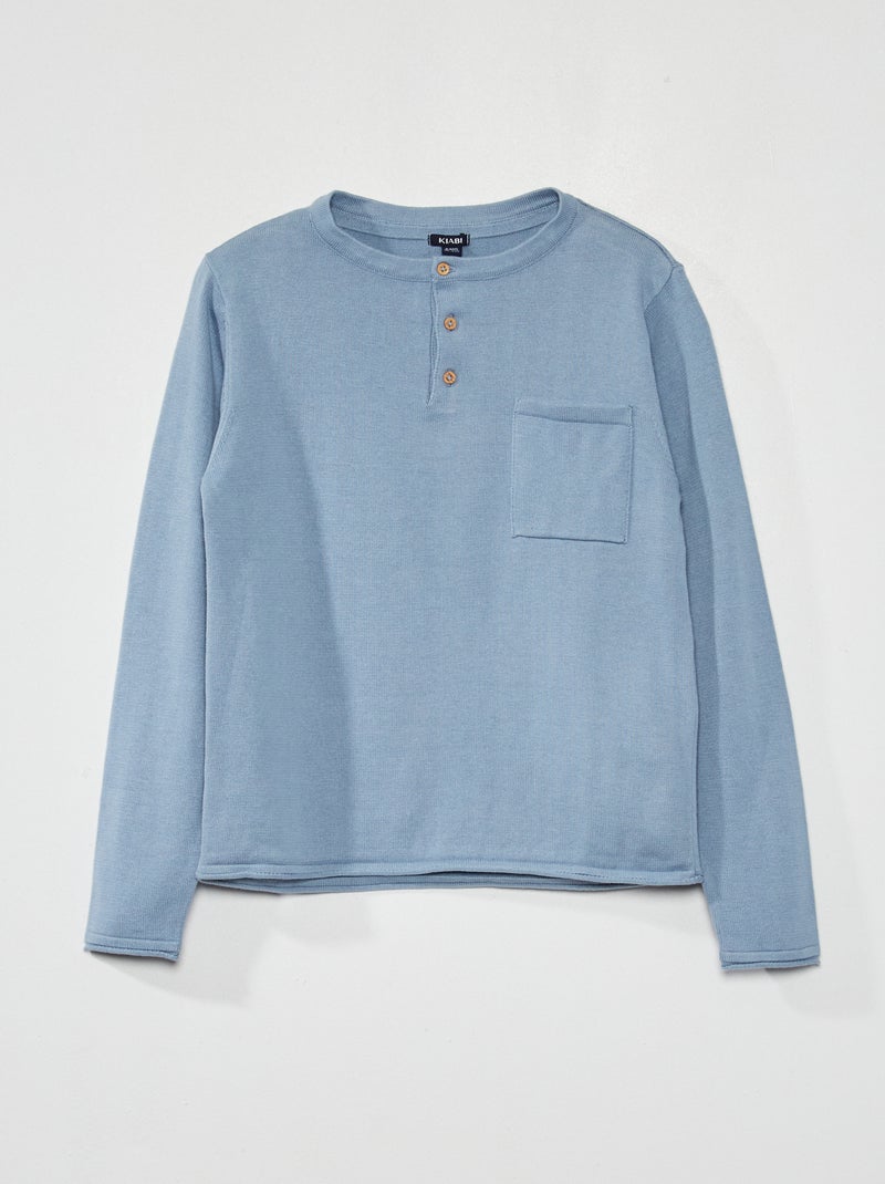 Jersey con cuello panadero azul denim - Kiabi