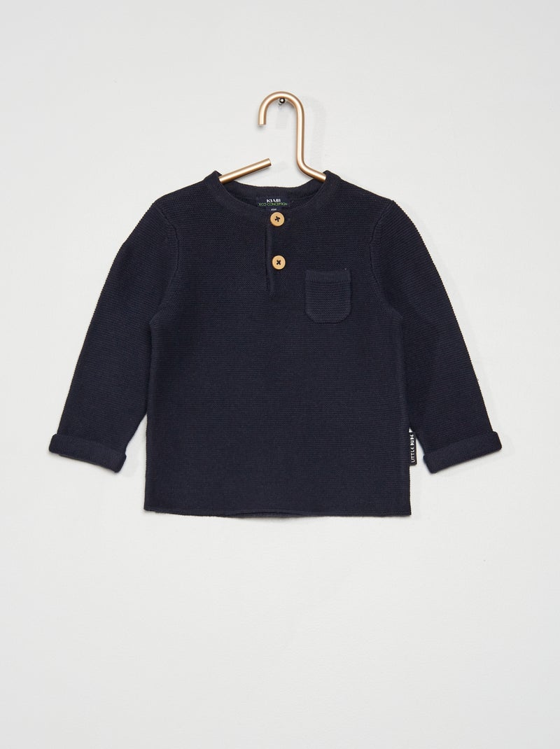 Jersey con cuello panadero azul - Kiabi