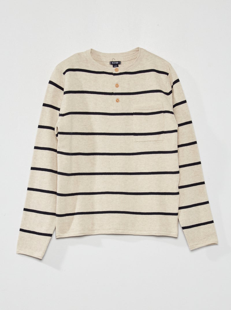 Jersey con cuello panadero BEIGE - Kiabi
